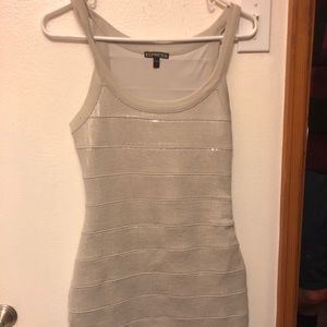 Express cream sequin dress